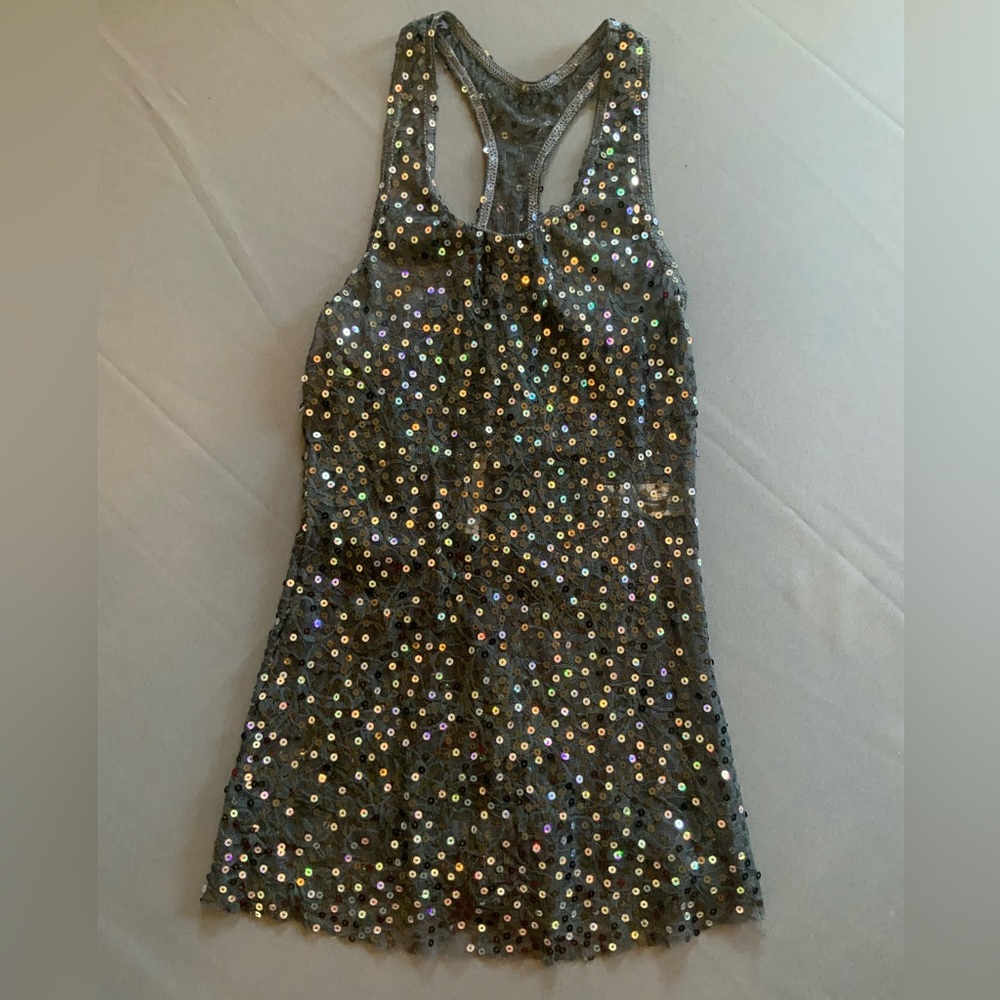 BALERA Gray Sequin Dance Top